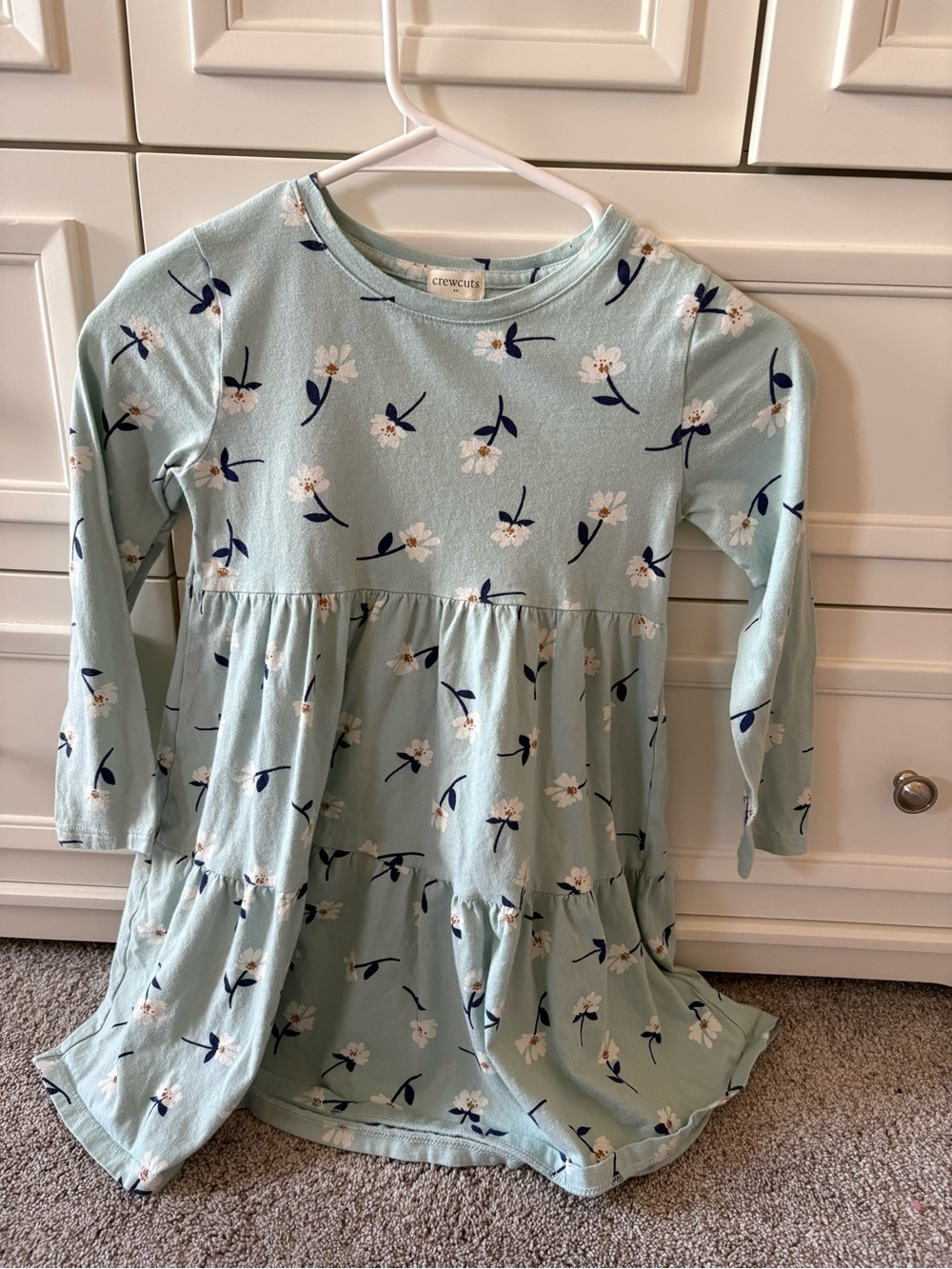 Crewcuts Girls' Mint Floral Long-Sleeve Dress